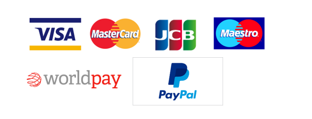 Visa, Mastercard, Maestro, JCB, Worldpay, PayPal